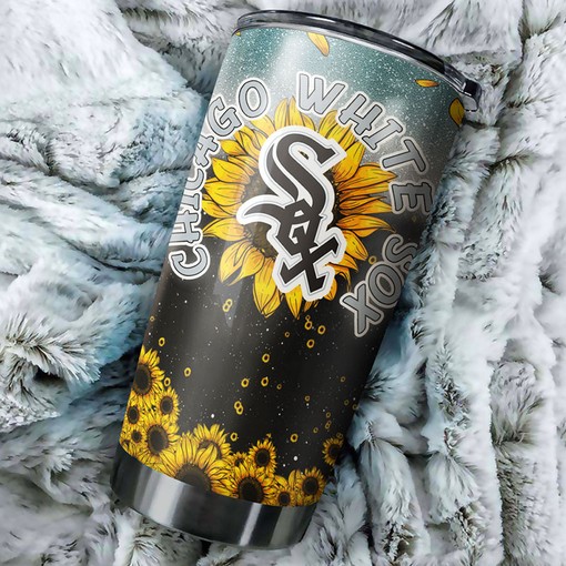 Chicago White Sox Sunflower MLB Tumbler with Custom Logo and Personalization for Fans