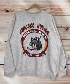 Chicago Wolves NHL Vintage Style Crewneck Sweatshirt American Hockey League
