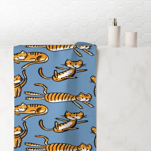 Children's Bathroom Decor | Kitty Cat Shower Curtain, Bath Mat, Waffle Weave Hand Towel, Bath Towel | Fun and Playful - Image 3