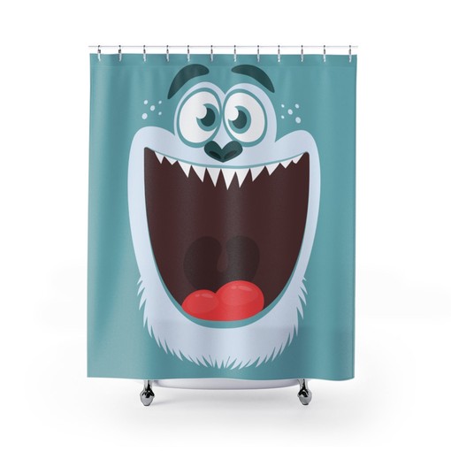 Children's Kids Monster Face Print Shower Curtain - Bedeck Your Kids' Bathroom in Fun