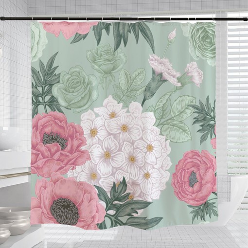 Chinese Style Ink Flowers Shower Curtain - Artistic and Creative Bathroom Decor - Image 3