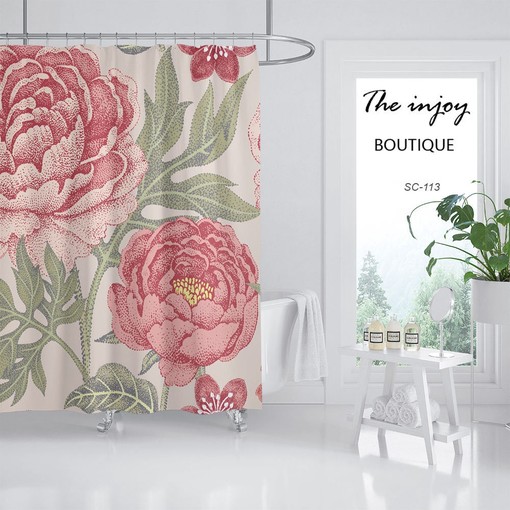 Chinese Style Vintage Floral Shower Curtains Disney Style, Waterproof and Washable Disney Shower Curtains - Image 2