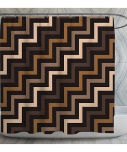 Chocolate Brown Chevron Shower Curtain | Brown Shower Bath Decor | Vintage Bathroom