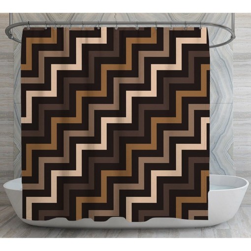 Chocolate Brown Chevron Shower Curtain | Brown Shower Bath Decor | Vintage Bathroom