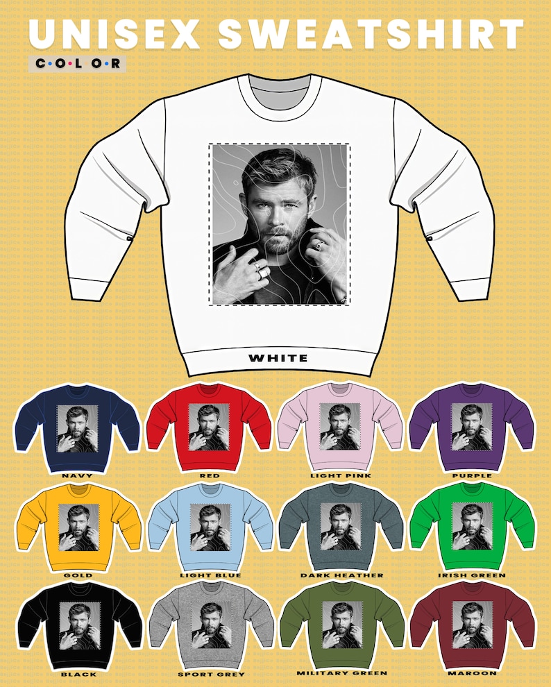 Chris Hemsworth Vintage Sweatshirt, Fan Tees for Chris Hemsworth Fans - Movie Shirts for Men - Image 3