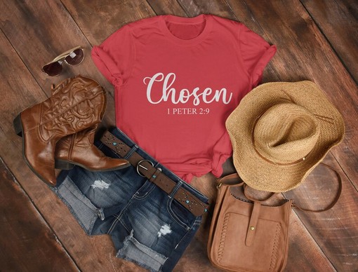 Christian Clothing Gift Tee - Inspirational Chosen Shirt for Women - Image 3