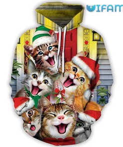 Christmas Cat All Over Print Unisex 3D Hoodie