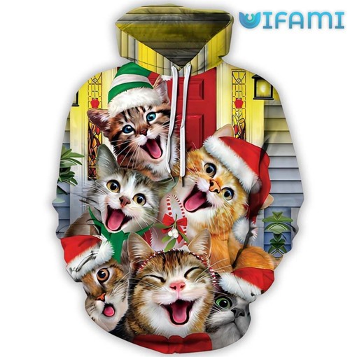 Christmas Cat All Over Print Unisex 3D Hoodie