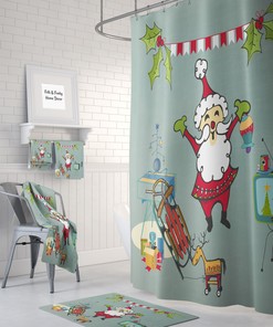 Christmas Festive Print Mid Century Modern Shower Curtain