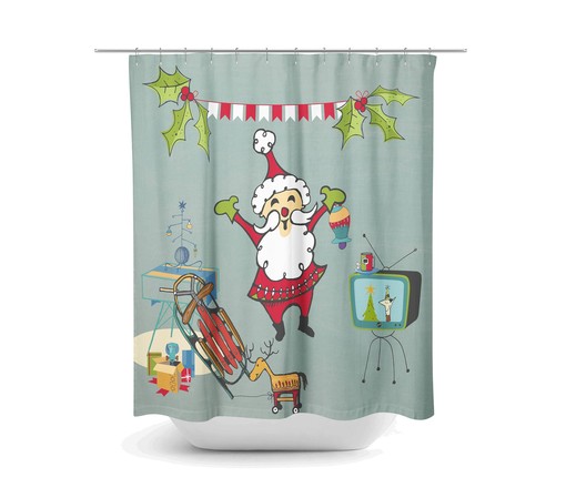 Christmas Festive Print Mid Century Modern Shower Curtain - Image 2