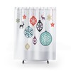 Christmas Holiday Ornament Print Shower Curtain for Festive Bathroom Decor
