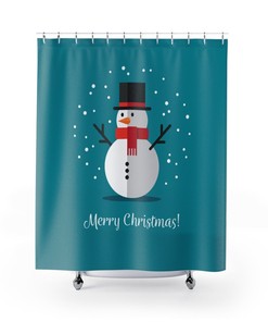 Christmas Holiday Snowman Print Shower Curtain - Celebrate the Season with Style