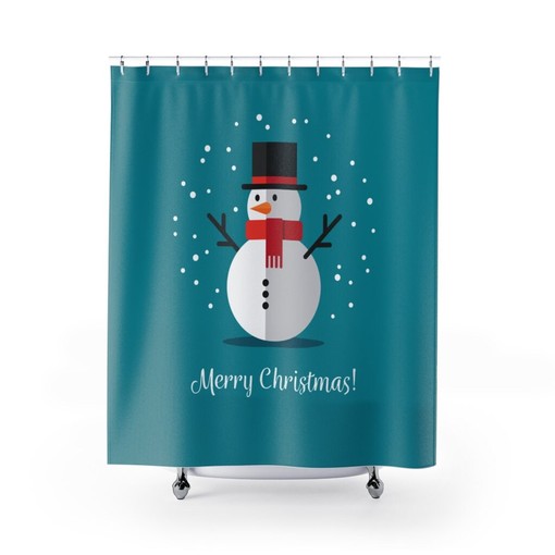 Christmas Holiday Snowman Print Shower Curtain - Celebrate the Season with Style