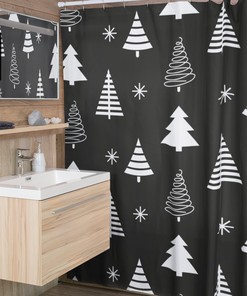 Christmas Retro Shower Curtain Set - Tub Curtain, Home Gift Idea for Vintage Bathroom Decor