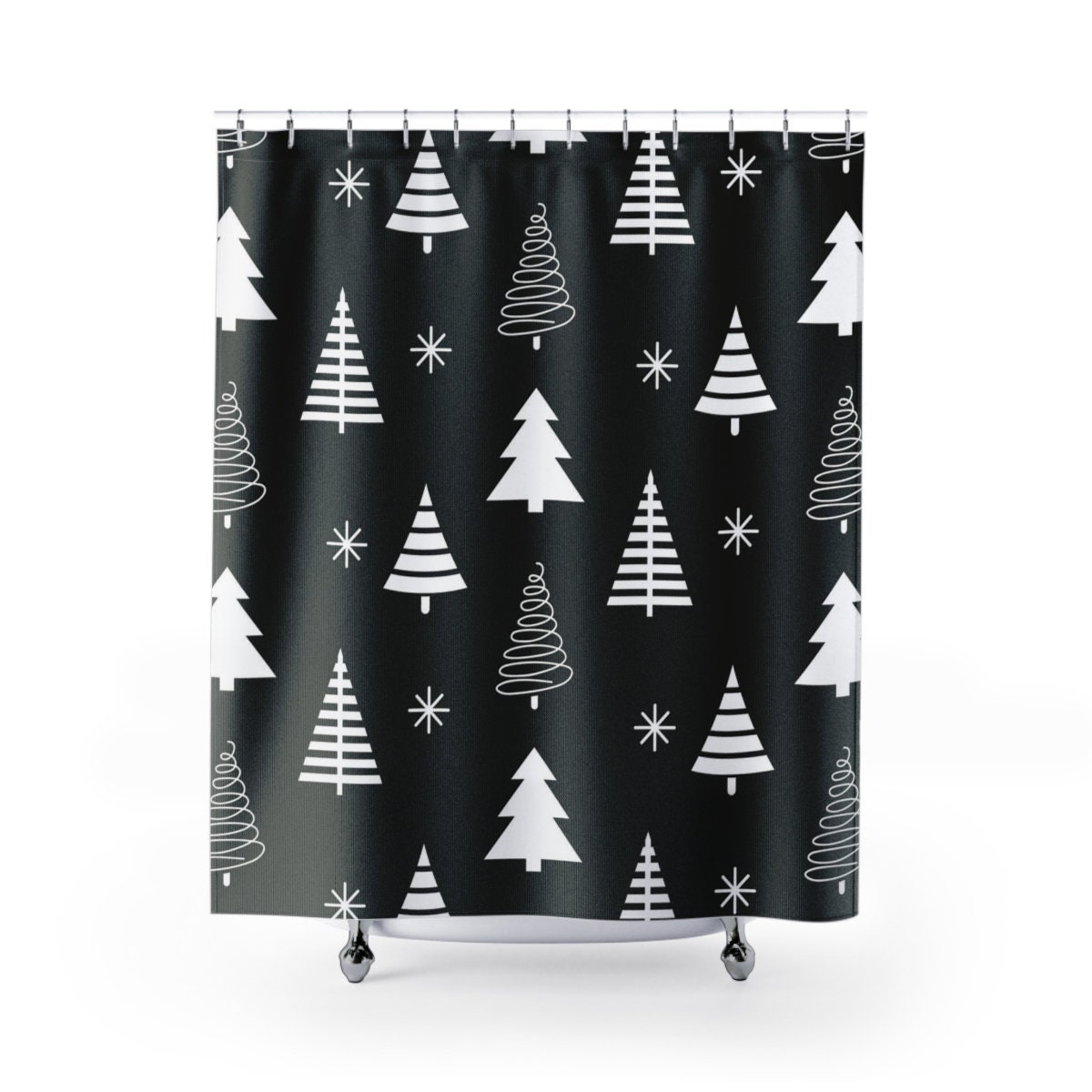 Christmas Retro Shower Curtain Set - Tub Curtain, Home Gift Idea for Vintage Bathroom Decor - Image 2