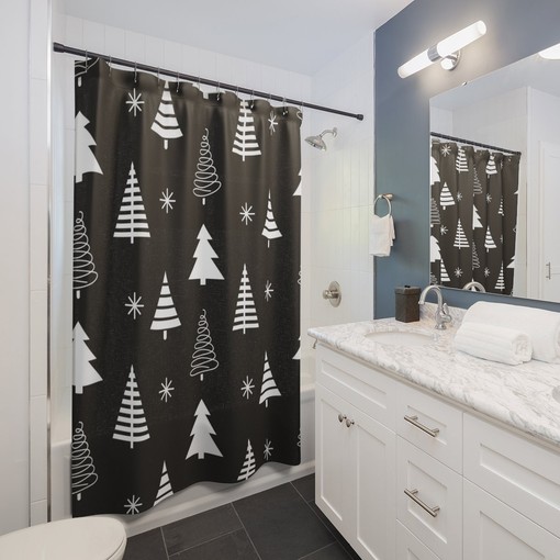 Christmas Retro Shower Curtain Set - Tub Curtain, Home Gift Idea for Vintage Bathroom Decor - Image 3