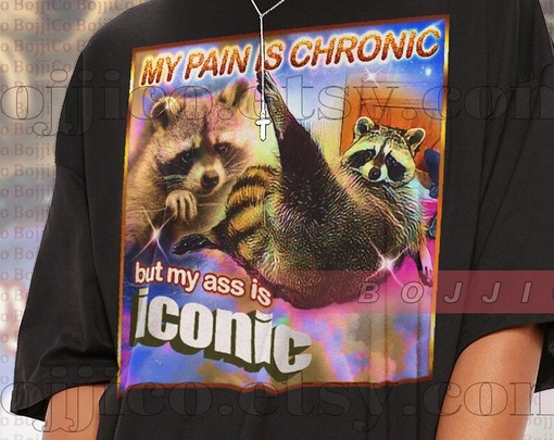 Chronic Pain Iconic Ass Opossums Tee: Classic Movie T-Shirt for Women and Girls - Image 2