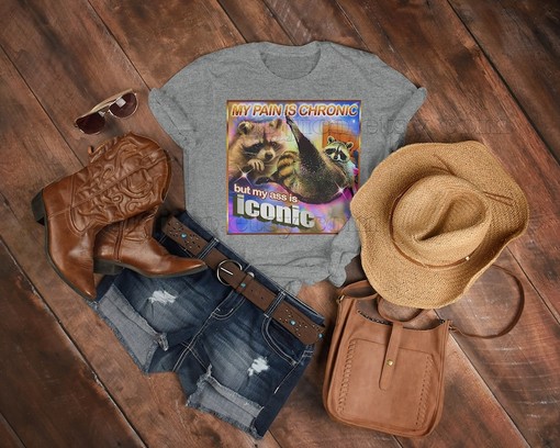 Chronic Pain Iconic Ass Opossums Tee: Classic Movie T-Shirt for Women and Girls - Image 3