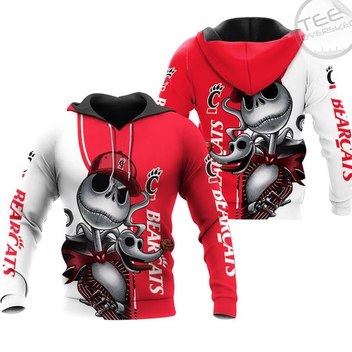 Cincinnati Bearcats Jack Skellington And Zero All Over Print 3D Hoodie