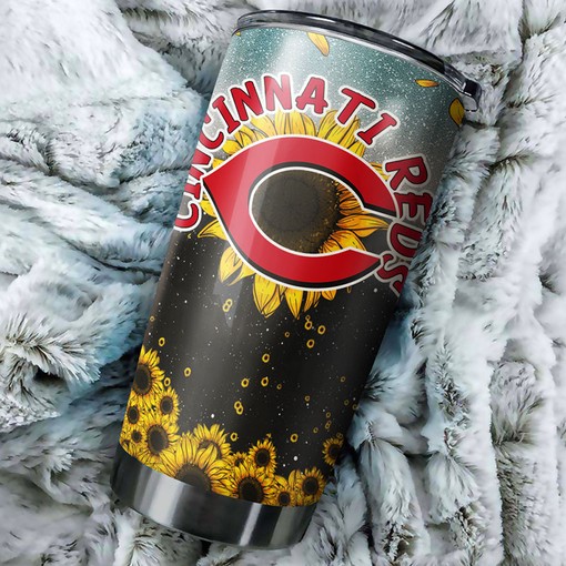 Cincinnati Reds Beautiful Blooms Sunflower MLB Tumbler with a Vibrant and MLB Design