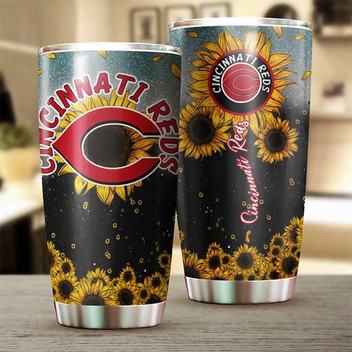 Cincinnati Reds Beautiful Blooms Sunflower MLB Tumbler with a Vibrant and MLB Design - Image 2