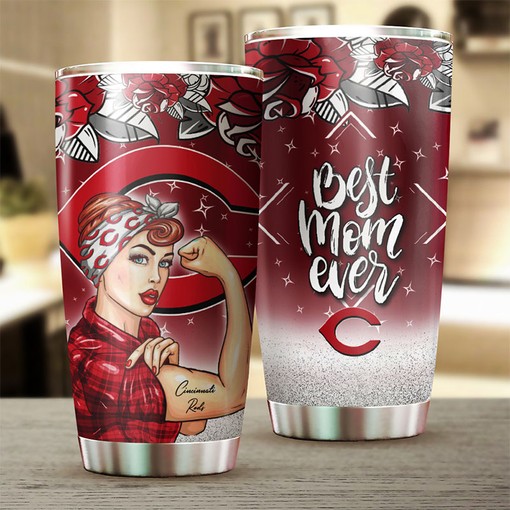 Cincinnati Reds MLB Tumbler - The Strongest Best Mom Ever Gift for Baseball-loving Moms with Custom MLB Logo - Image 2
