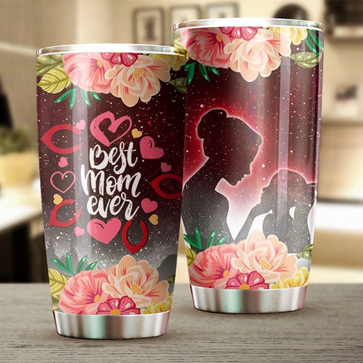 Cincinnati Reds MLB Tumbler with Cool Flower and MLB Logo - Best Mom Ever Gift Idea