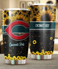 Cincinnati Reds MLB Tumbler with Exceptional Sunflower Design and Top-Quality MLB Logo