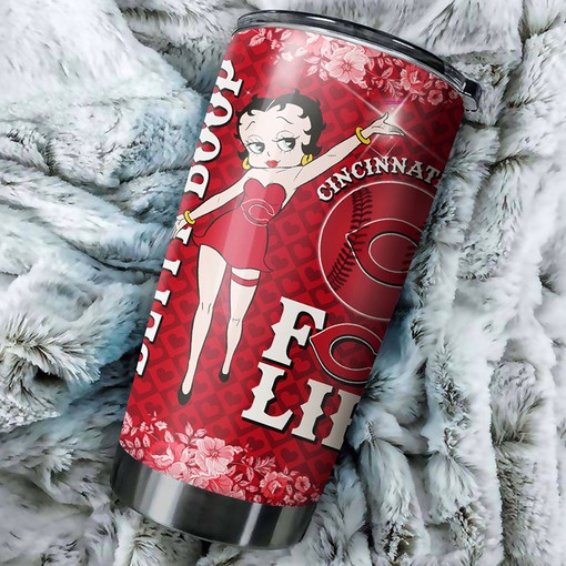 Cincinnati Reds MLB Tumbler with Iconic Betty Boop Design and Top-Quality MLB Logo - Image 2