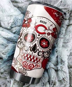 Cincinnati Reds Skull Graphics Personalized Tumbler - Sports Tumbler 20oz