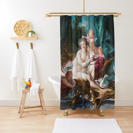 Classic Art Bath Shower Curtain | Francois Boucher Inspired | Waterproof Curtain + Hooks | Bathroom Decor