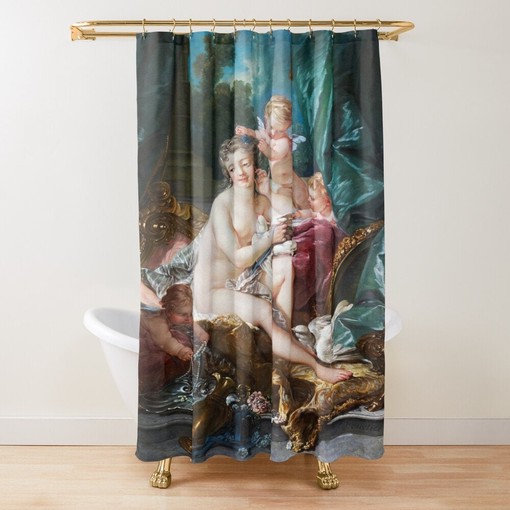 Classic Art Bath Shower Curtain | Francois Boucher Inspired | Waterproof Curtain + Hooks | Bathroom Decor - Image 2
