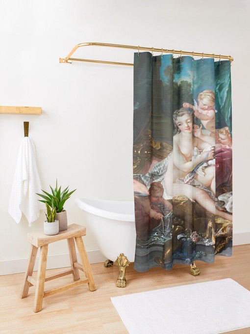 Classic Art Bath Shower Curtain | Francois Boucher Inspired | Waterproof Curtain + Hooks | Bathroom Decor - Image 3