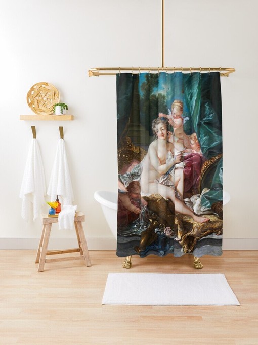Classic Art Bath Shower Curtain | Francois Boucher Inspired | Waterproof Curtain + Hooks | Bathroom Decor - Image 4