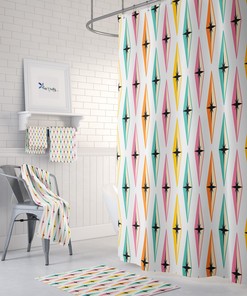 Classic Bathroom Upgrade: Diamond Pattern Mid Century Modern Shower Curtain