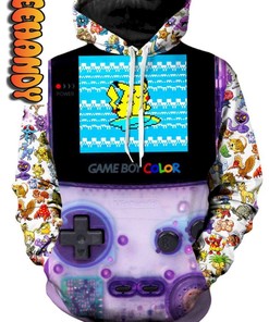 Classic Game Boy All Over Print Zip Up Hoodie Men with Retro Design