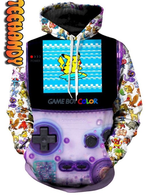 Classic Game Boy All Over Print Zip Up Hoodie Men with Retro Design