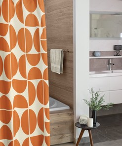Classic Mid Century Modern Shower Curtains, Vintage Style Bathroom Accessory for Retro Bathroom Decor
