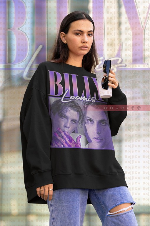 Classic Movie T-Shirt - Billy Loomis, Scary Horror Homage Fan Vintage Retro Sweatshirt Scream Sidney Actress Stu Matcher