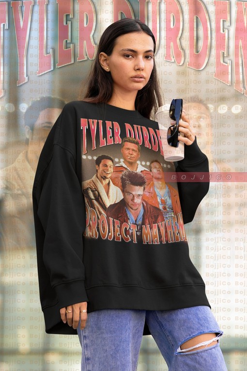 Classic Tyler Durden Sweatshirt, Retro 90s Homage Sweater, Brad Pitt Bootleg Shirt