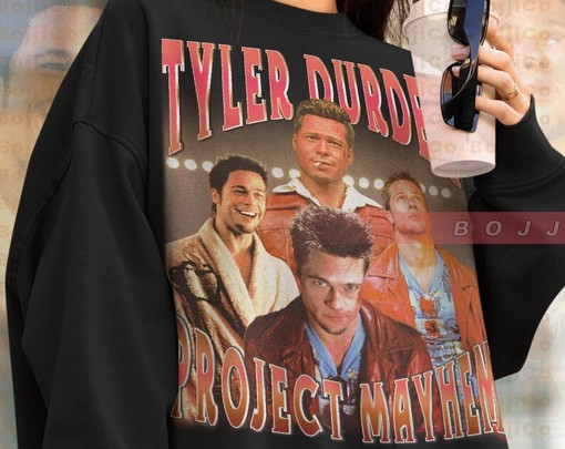 Classic Tyler Durden Sweatshirt, Retro 90s Homage Sweater, Brad Pitt Bootleg Shirt - Image 4