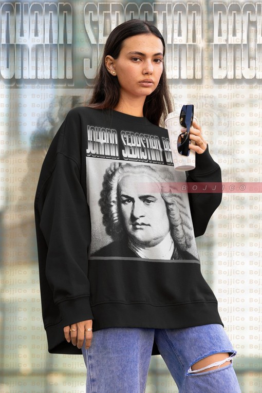 Classical Music Sweatshirt, Johann Sebastian Bach Pianist Retro Vintage Sweater, Homage Fan Tees