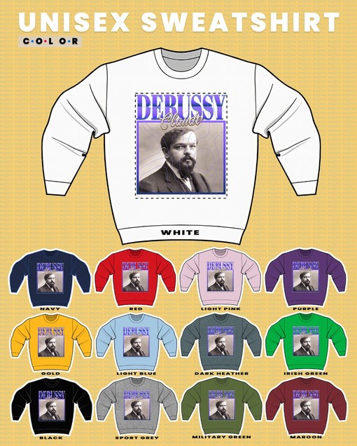 Claude Debussy Classical Music Sweatshirt, Pianist Legend Homage for Men and Women, Retro 90s Sweater for Fans - Image 3