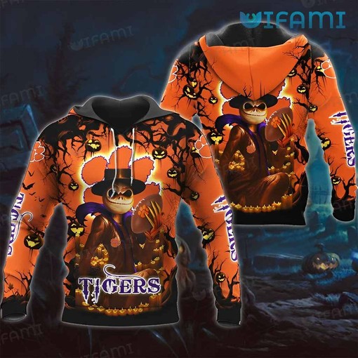 Clemson Tigers Custom All Over Print Hoodie with 3D Jack Skellington Print for Fans