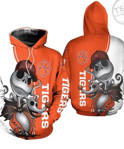 Clemson Tigers Jack Skellington and Zero Design All Over Print 3D Hoodie