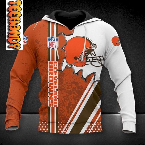 Cleveland Browns 3D Hoodie with All-Over Prints and Graphics for NFL Fans