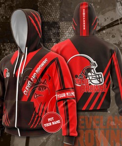 Cleveland Browns 3D Zip-Up Hoodie with All-Over Prints and Graphics