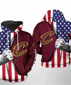 Cleveland Cavaliers NBA US Flag All Over Print 3D Hoodie for True Fans