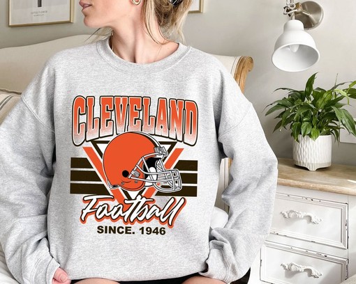 Cleveland Football Team Sweatshirt, Vintage NFL Shirt for Cleveland Fans, College Shirts - Image 2
