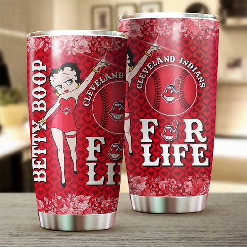 Cleveland Indians Betty Boop Graphics MLB Tumbler - Baseball Mom Tumbler Ideas - Image 2